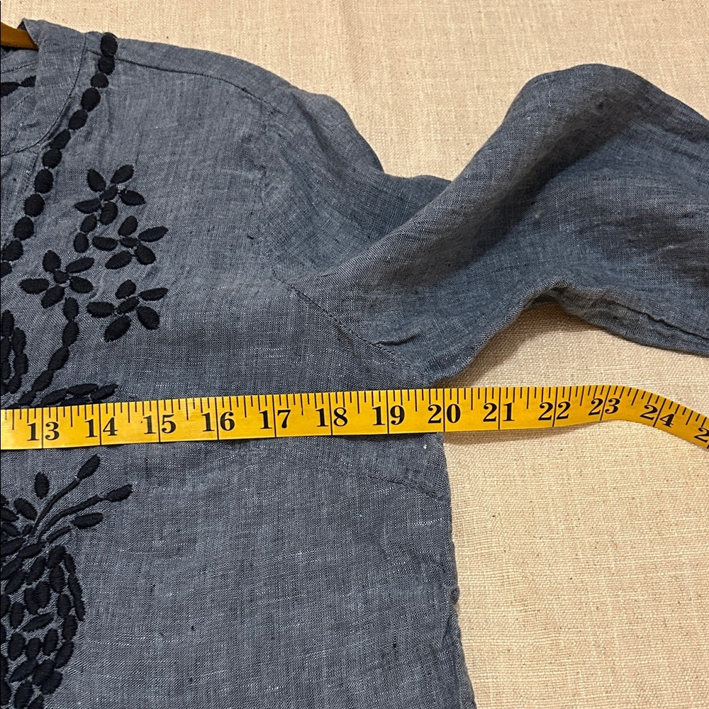 Charter Club Linen Floral Embroidered Tunic Women's M Coastal Resort Beach - Picture 11 of 14